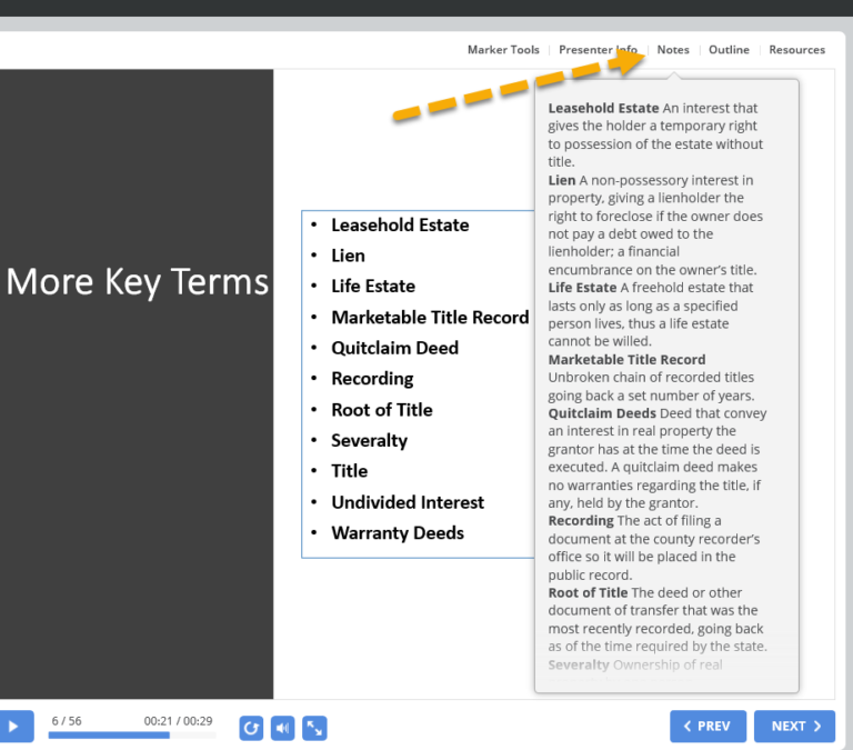 how to use presentation notes